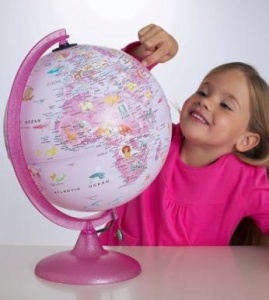 What does a pink globe teach girls which a blue and green one can't?